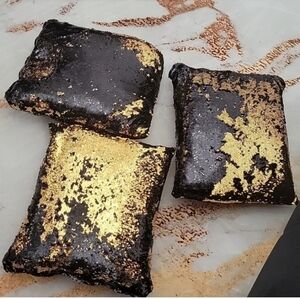 Black and Gold Sequin Throw Pillows